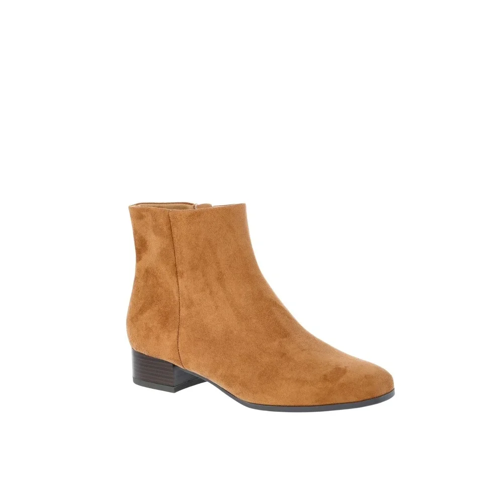 Women's Size 6 Ankle Boots | Faux Suede‎ Shoe | Cognac Brown NEW